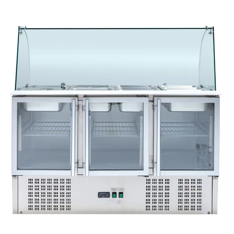 Saladette Refrigerada 4 GN 1/1 - 3 Puertas de Vidrio