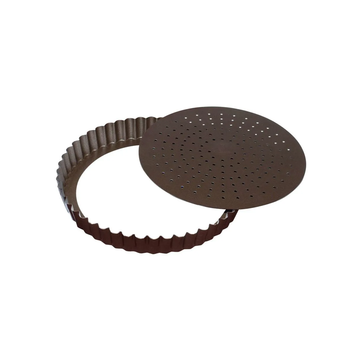 Molde para tarta acanalado perforado antiadherente con fondo móvil - ⌀ 200 mm
