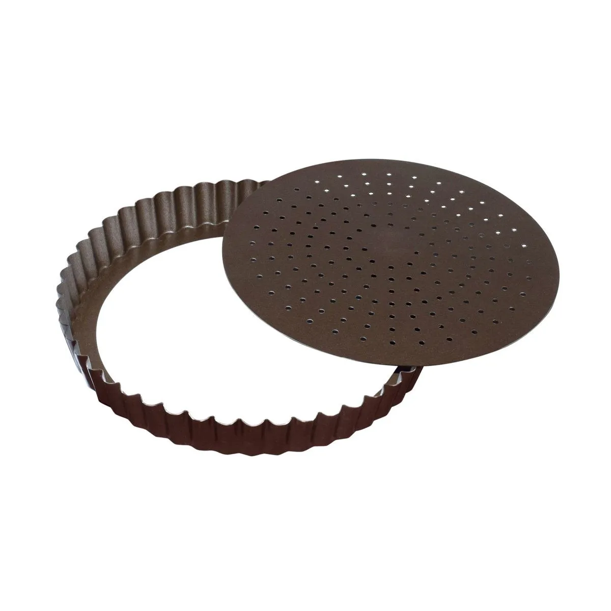 Molde para tarta acanalado perforado antiadherente con fondo móvil - ⌀ 260 mm