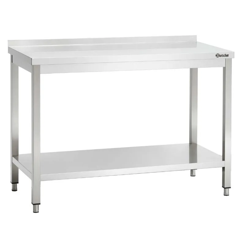 Mesa de acero inoxidable con respaldo - L 1300 x P 700 mm