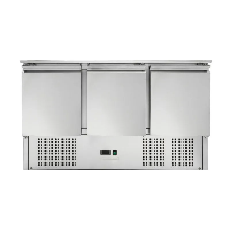 Saladette Compacta 3 Puertas - Con Tapa Deslizante - 4 Cubetas GN 1/1