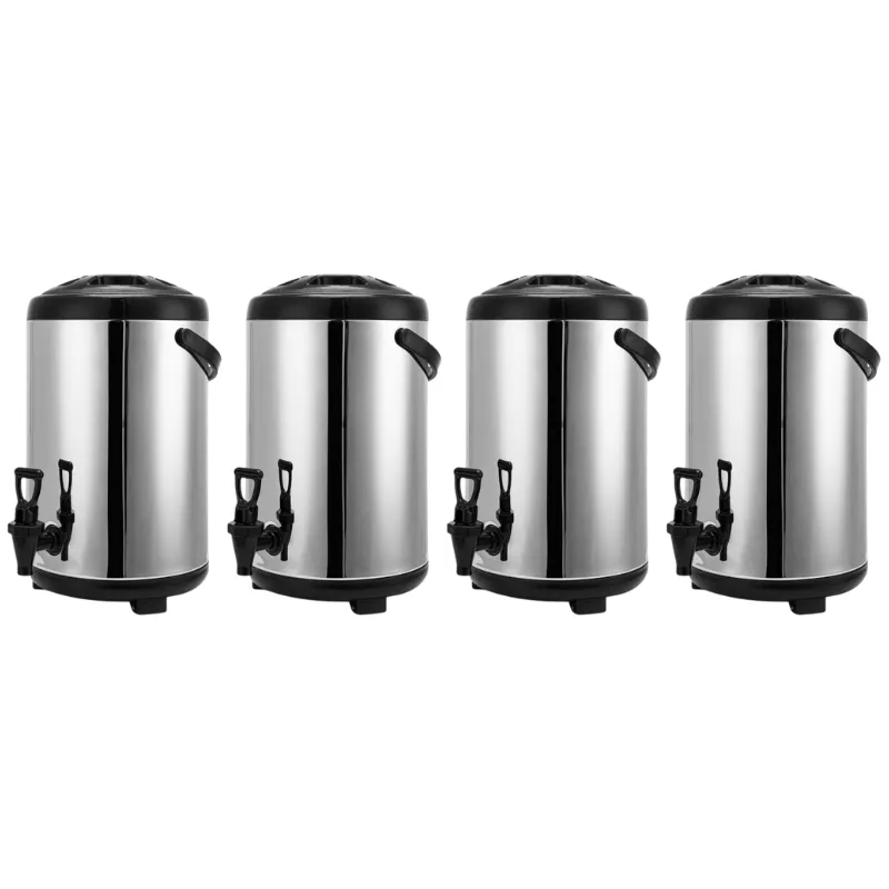 Juego de 4 Dispensadores de Bebidas Isotérmicos 7,5 L Inox AISI 304 con Grifo, Caliente y Frío, CHR