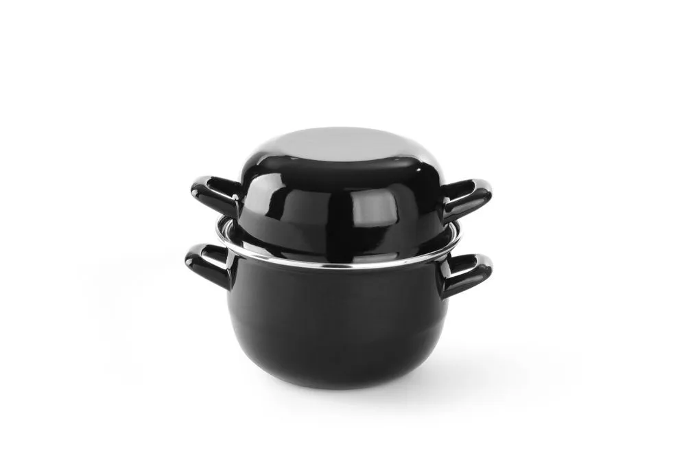Cacerola para mejillones esmaltada con tapa - 2,3 L