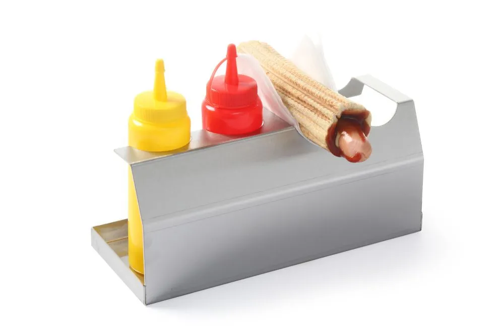 Soporte para Hot-Dog - 2 Panes y 2 Botellas Dispensadoras