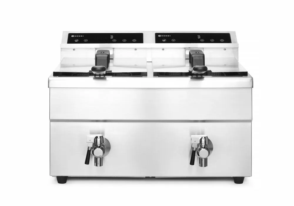 Freidora de inducción con grifo de vaciado - 2 x 8 L