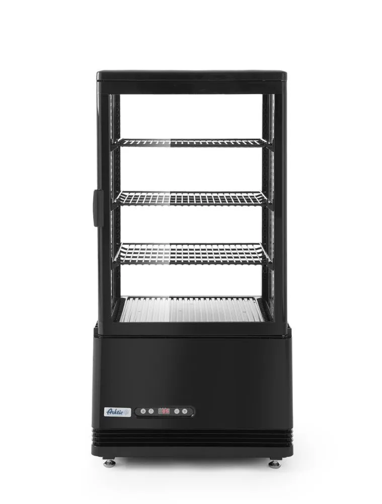 Vitrina refrigerada negra de 4 caras de cristal - 68 L