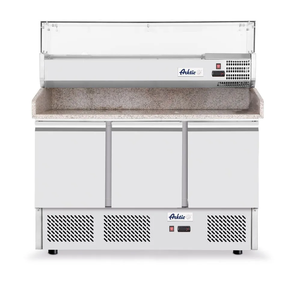 Mostrador de preparación refrigerado para pizzas o ensaladas - 380 L + 40 L