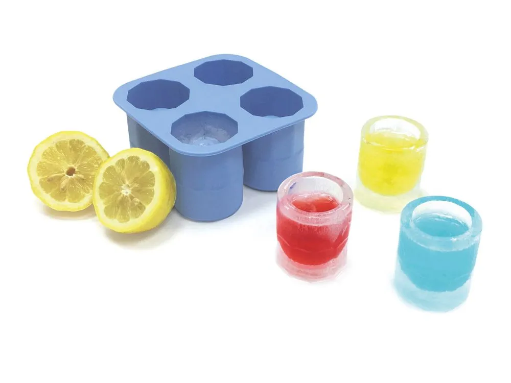 Molde para cubitos de hielo con forma de vaso de chupito - 4 compartimentos