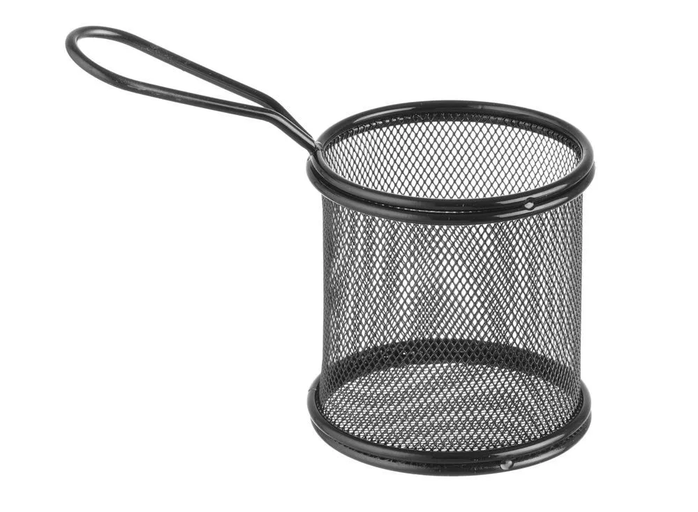 Cesta de patatas fritas en miniatura negra - 90 x 90 mm