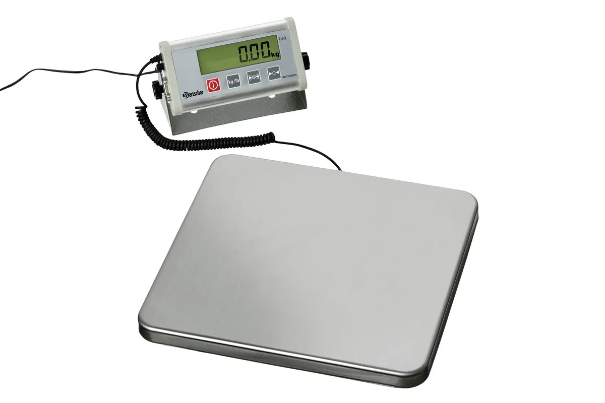 Balanza electrónica con pantalla mural, capacidad de 150 kg.