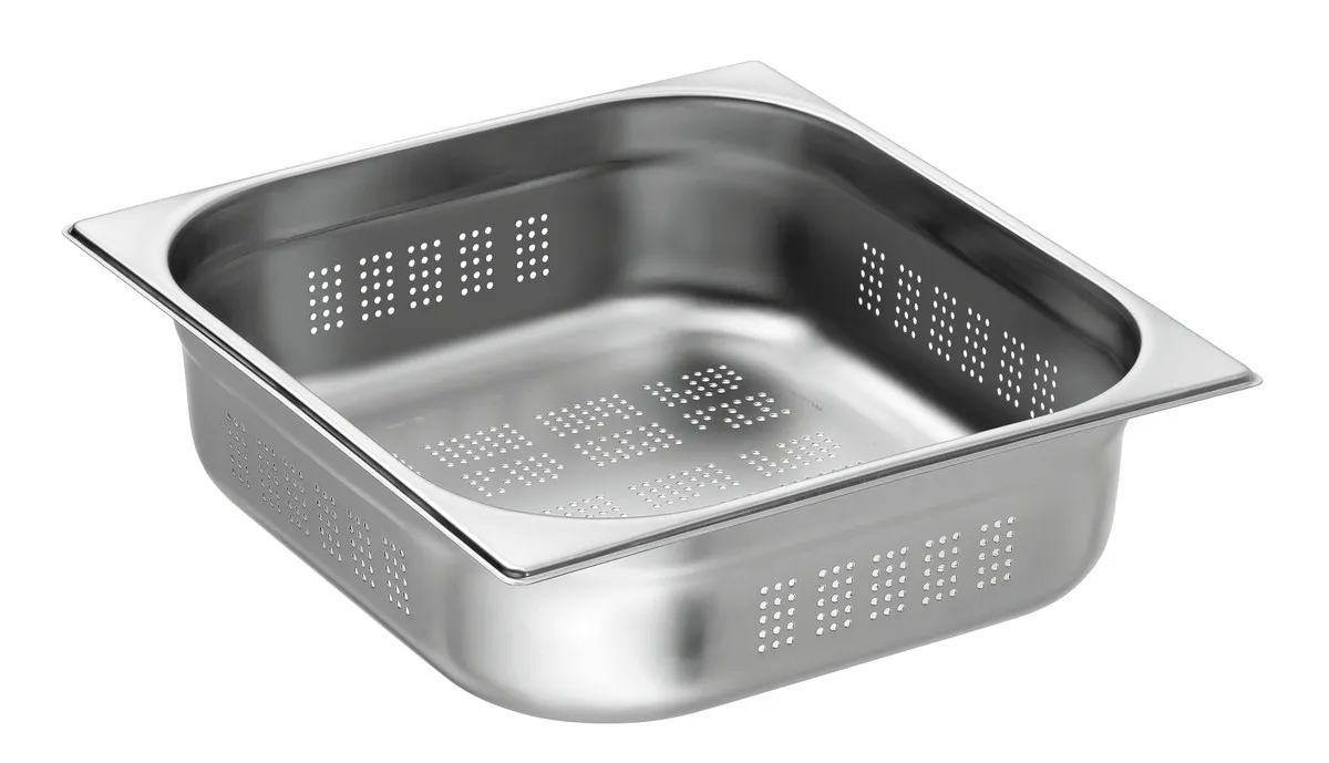 Bandeja gastronómica GN 2/3 perforada de acero inoxidable - Profundidad 100 mm - 9 L