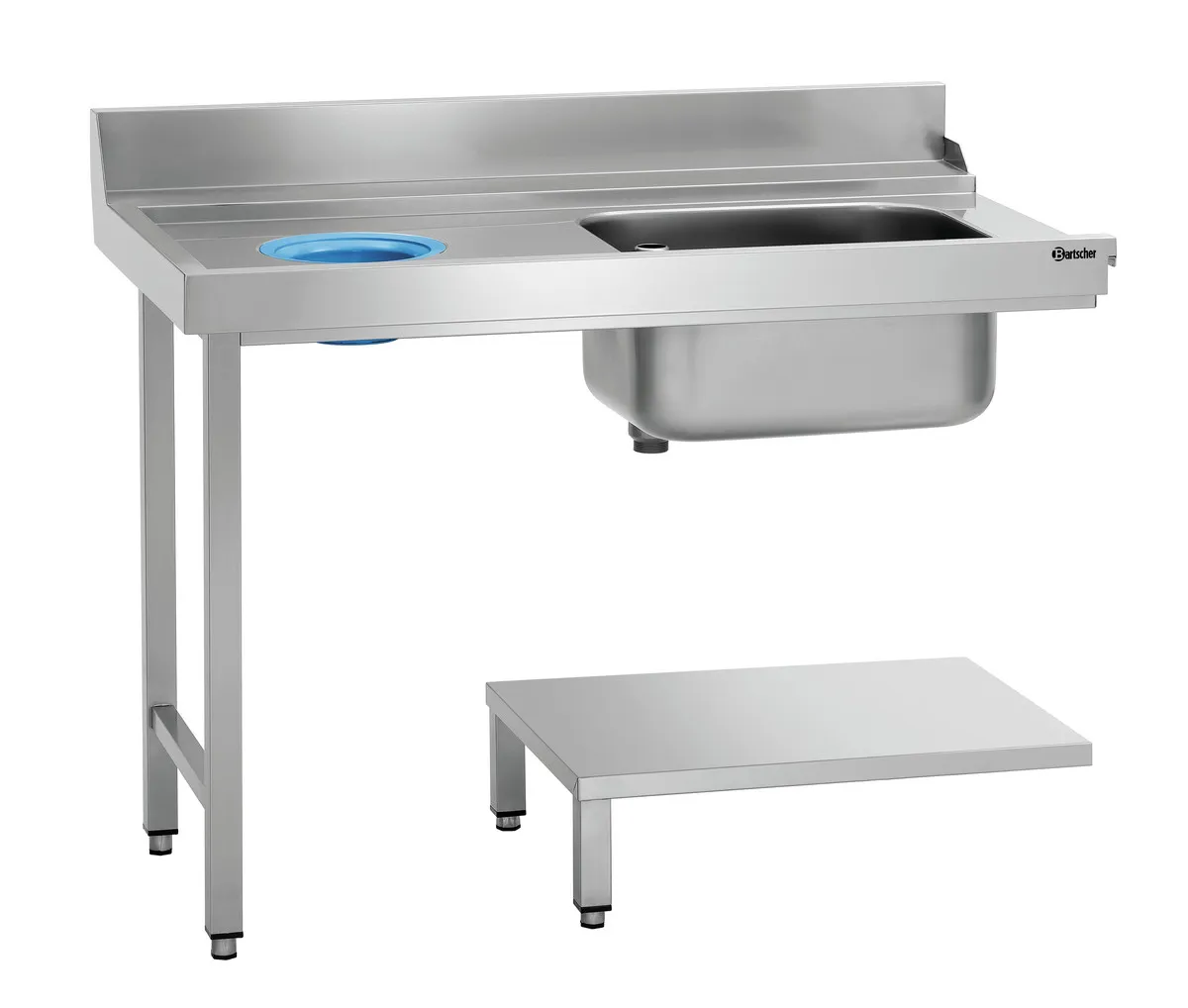 Mesa de Clasificación con 1 Cubeta y 1 Agujero Vacío de Desechos - Izquierda - L 1200 x P 720 mm