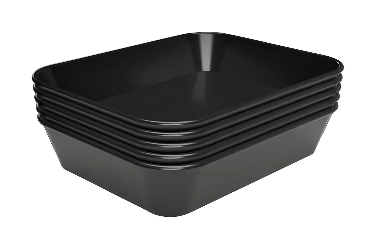 Plato de Presentación Melamina Negro - L 150 x P 190 x H 40 mm - Lote de 5