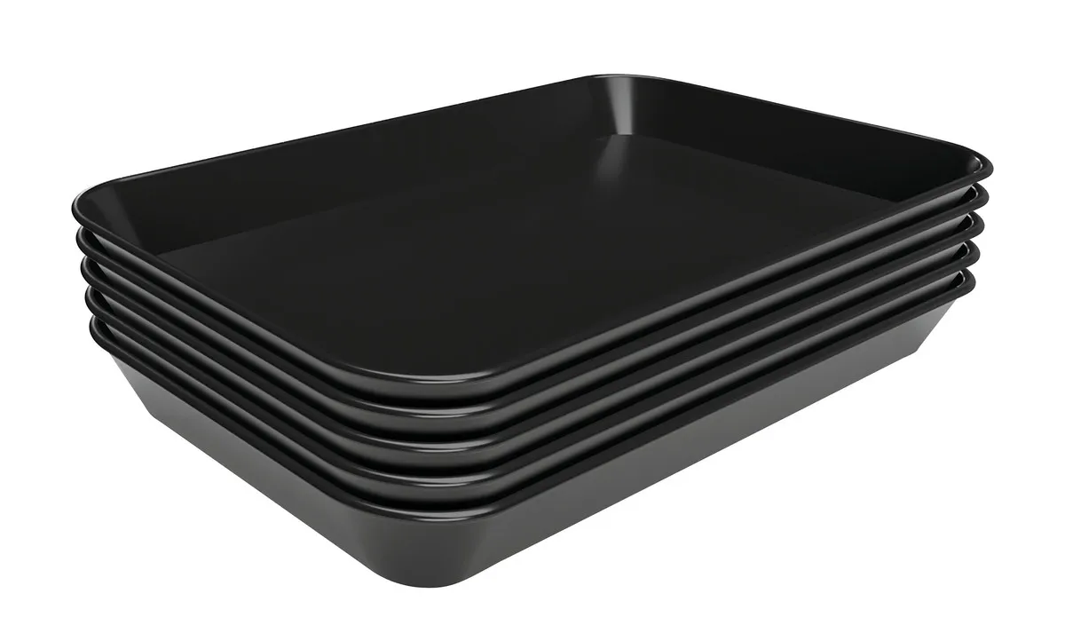 Plato de Presentación Melamina Negro - L 250 x P 350 x H 40 mm - Lote de 5