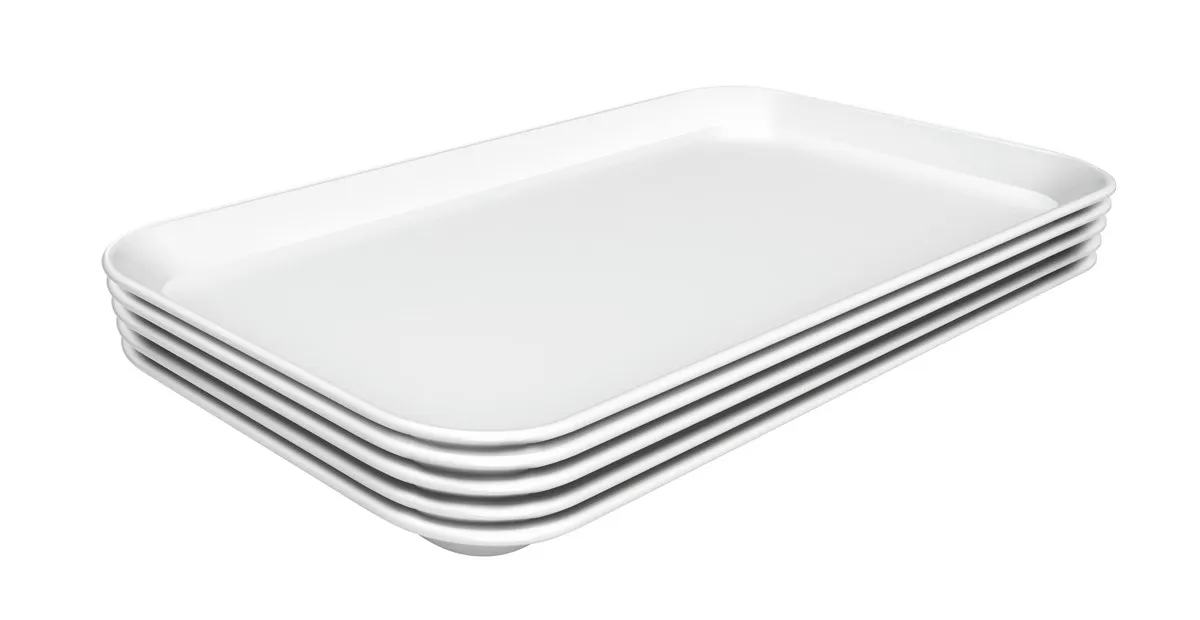Plato de Presentación Melamina Blanco - L 190 x P 300 x H 17 mm - Lote de 5