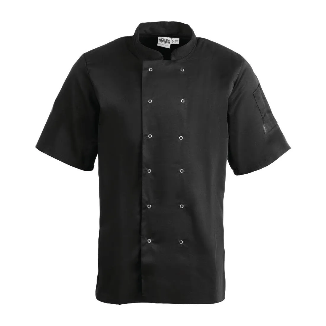Chaqueta de cocina unisex negra de manga corta Vegas - Talla M