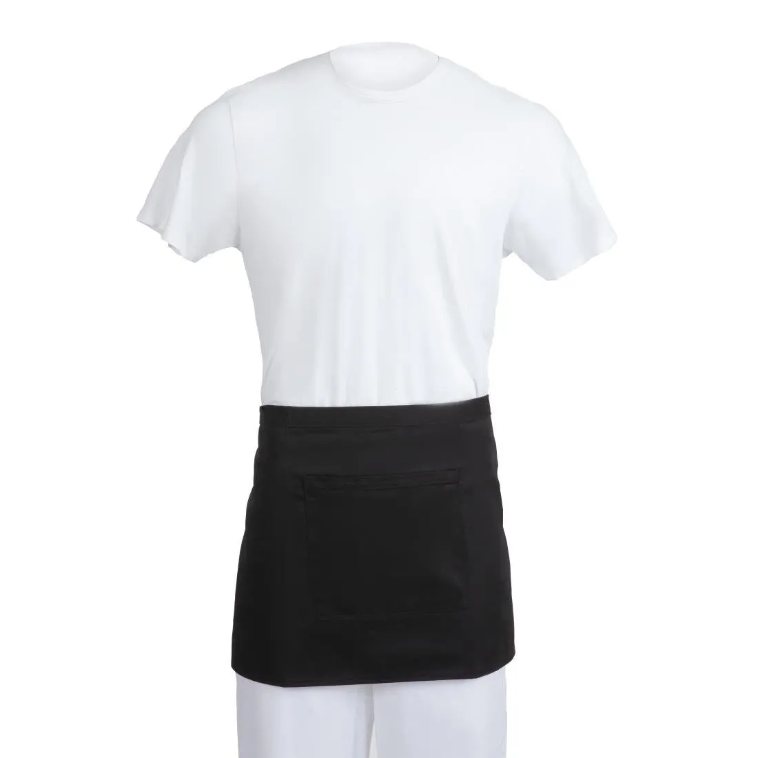 Delantal de camarero corto negro de polialgodón - 373 x 750 mm