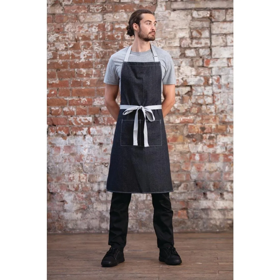 Delantal Bavette Denim Negro Southside en Poliéster/Algodón - 700 x 1000 mm
