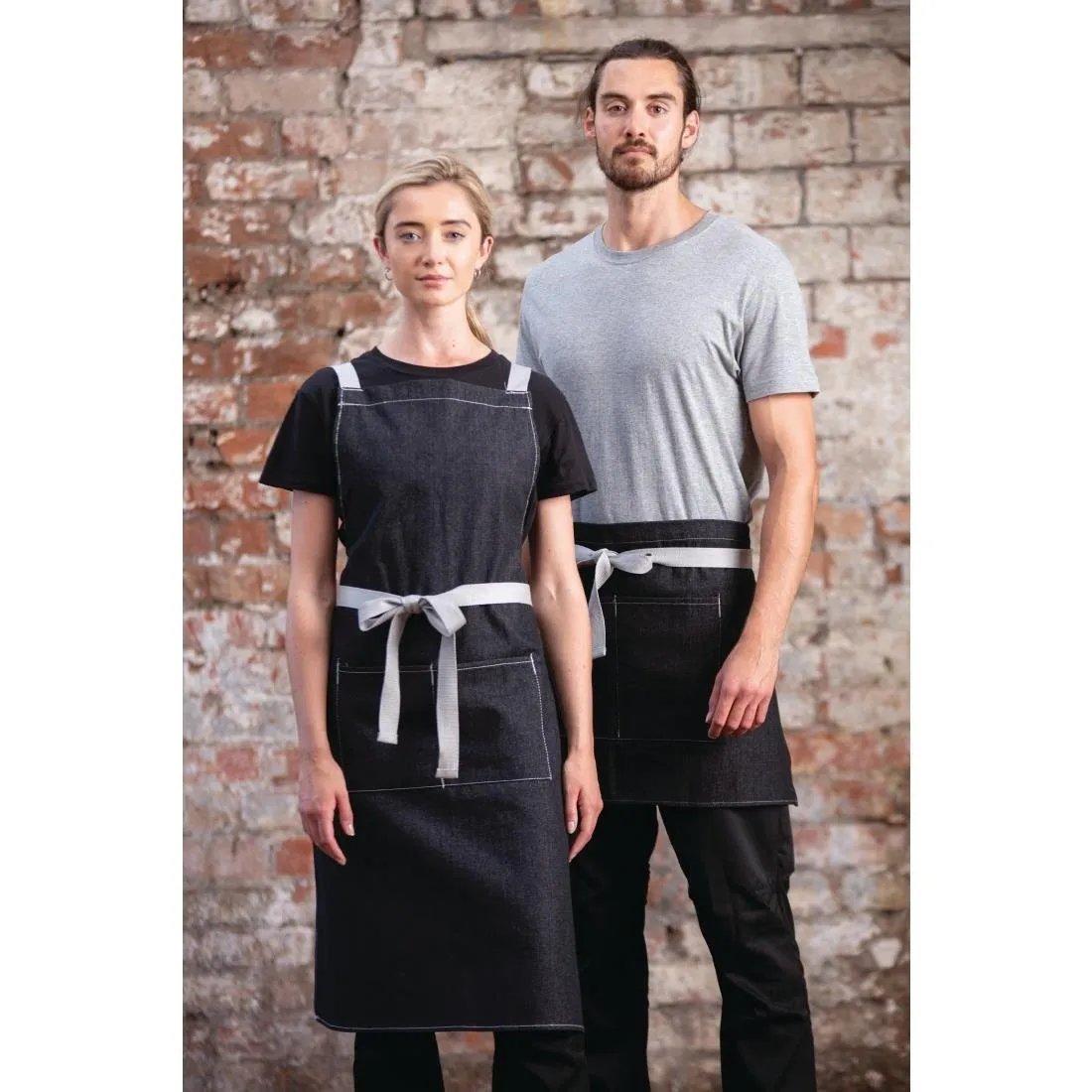 Delantal de camarero corto Denim Negro Southside - 400 x 760 mm