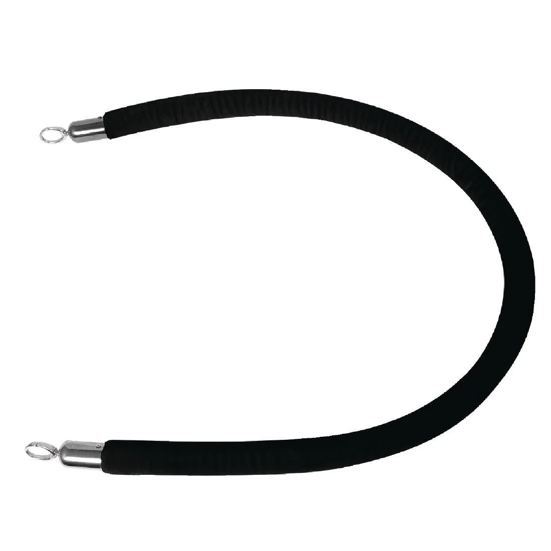 Cordón de recepción negro con extremo de acero inoxidable y ganchos de aleación - L 1,5 m