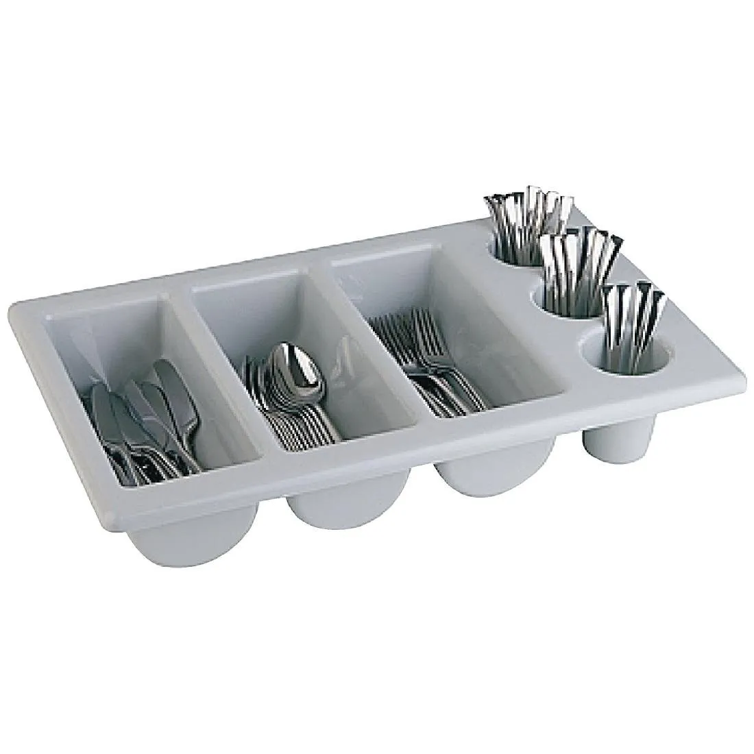 Cubo de cubiertos gris con 6 compartimentos GN 1/1 - 325 x 530 mm