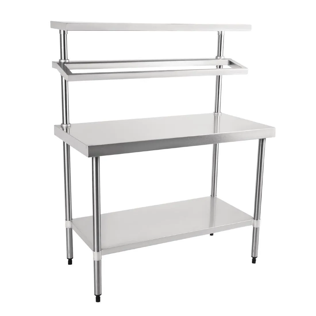 Mesa de preparación de acero inoxidable con soporte para recipientes GN y estante - 1200 x 600 mm