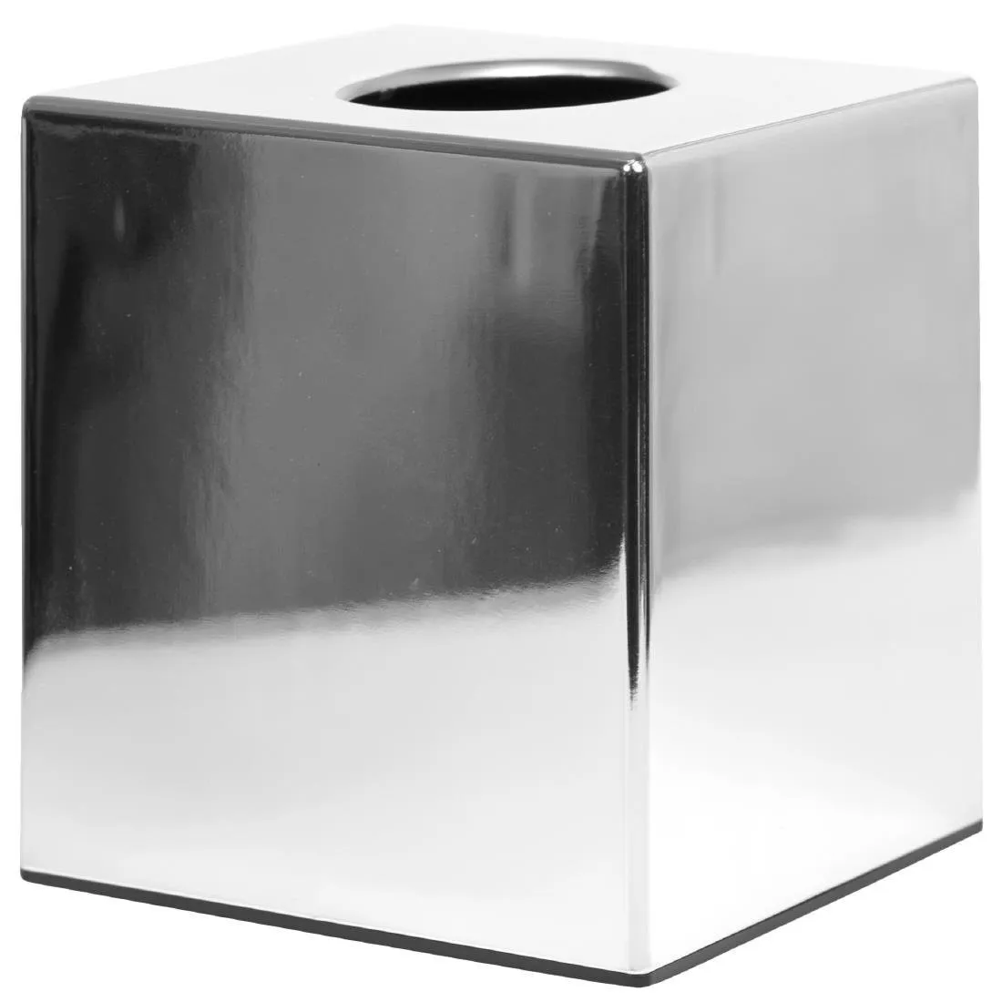 Caja de pañuelos cuadrada cromada brillante