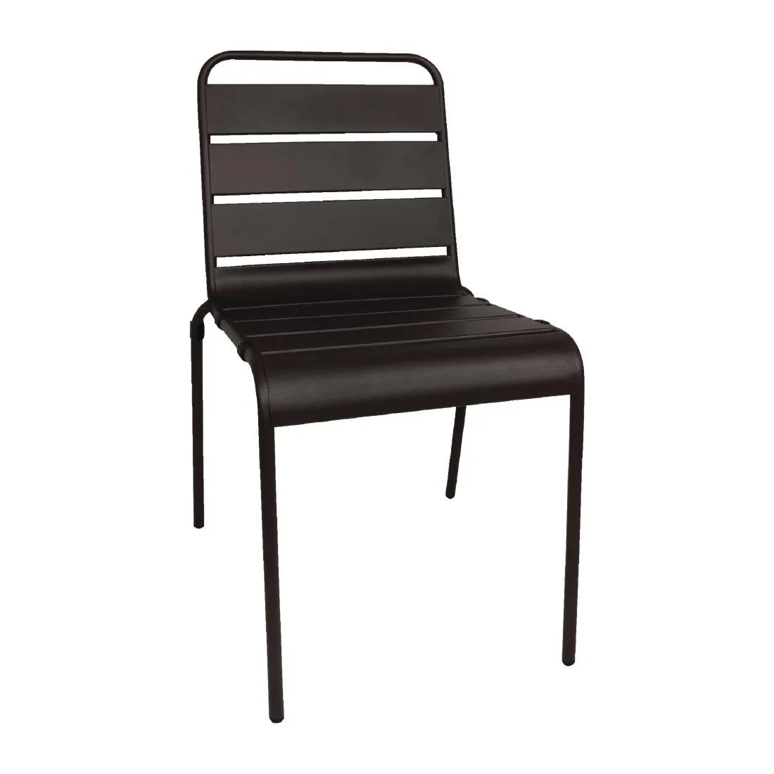Silla apilable de listones negra de acero - Juego de 4