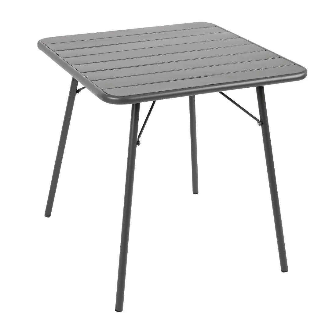 Mesa de listones gris cuadrada de acero - 700 x 700 mm