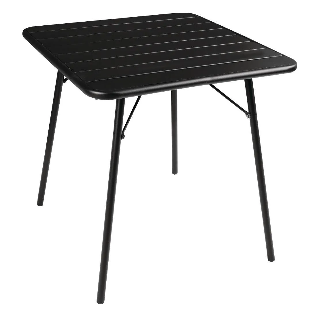 Mesa de listones negra cuadrada de acero - 700 x 700 mm