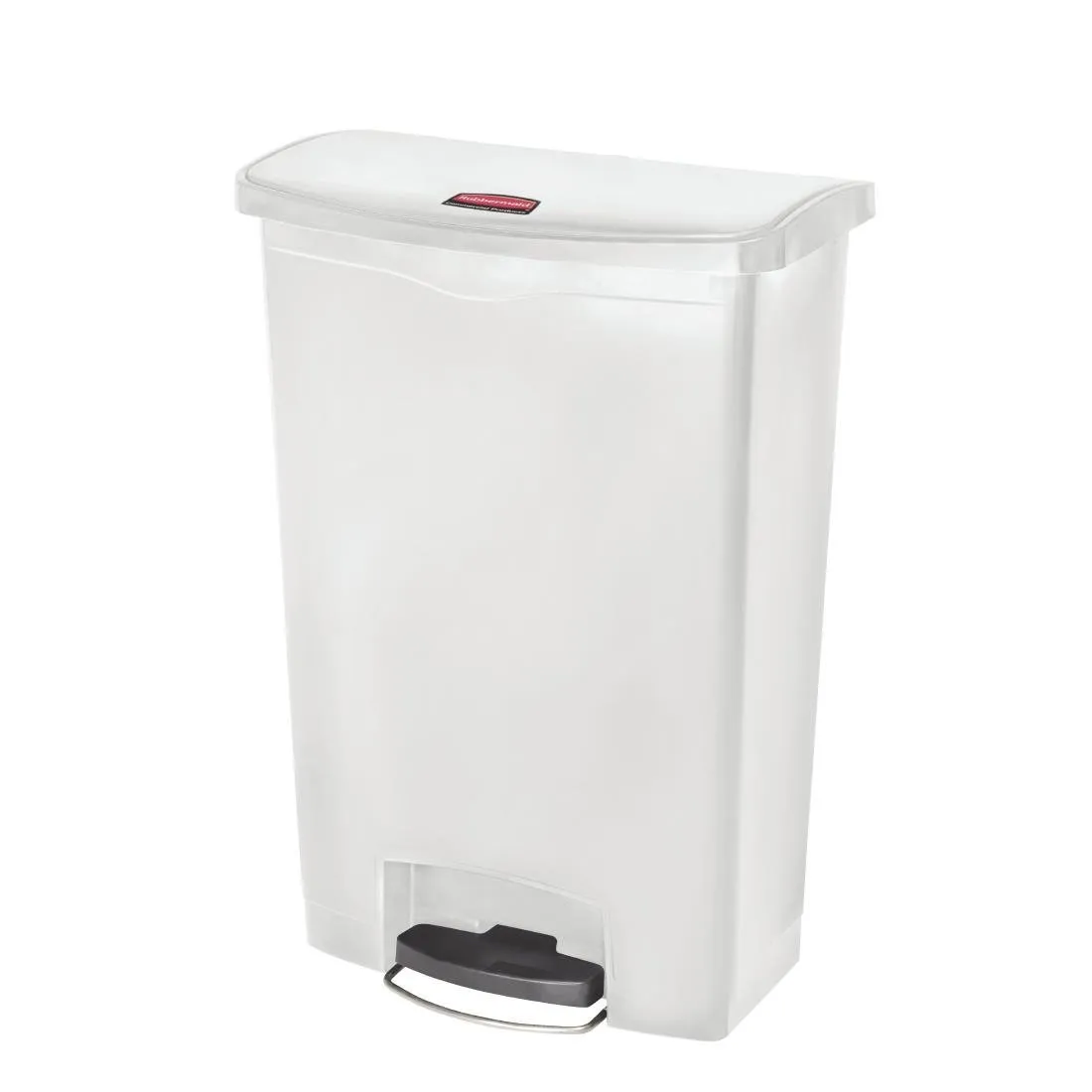 Cubo de basura con pedal frontal Slim Jim Stepon blanco - 90 L