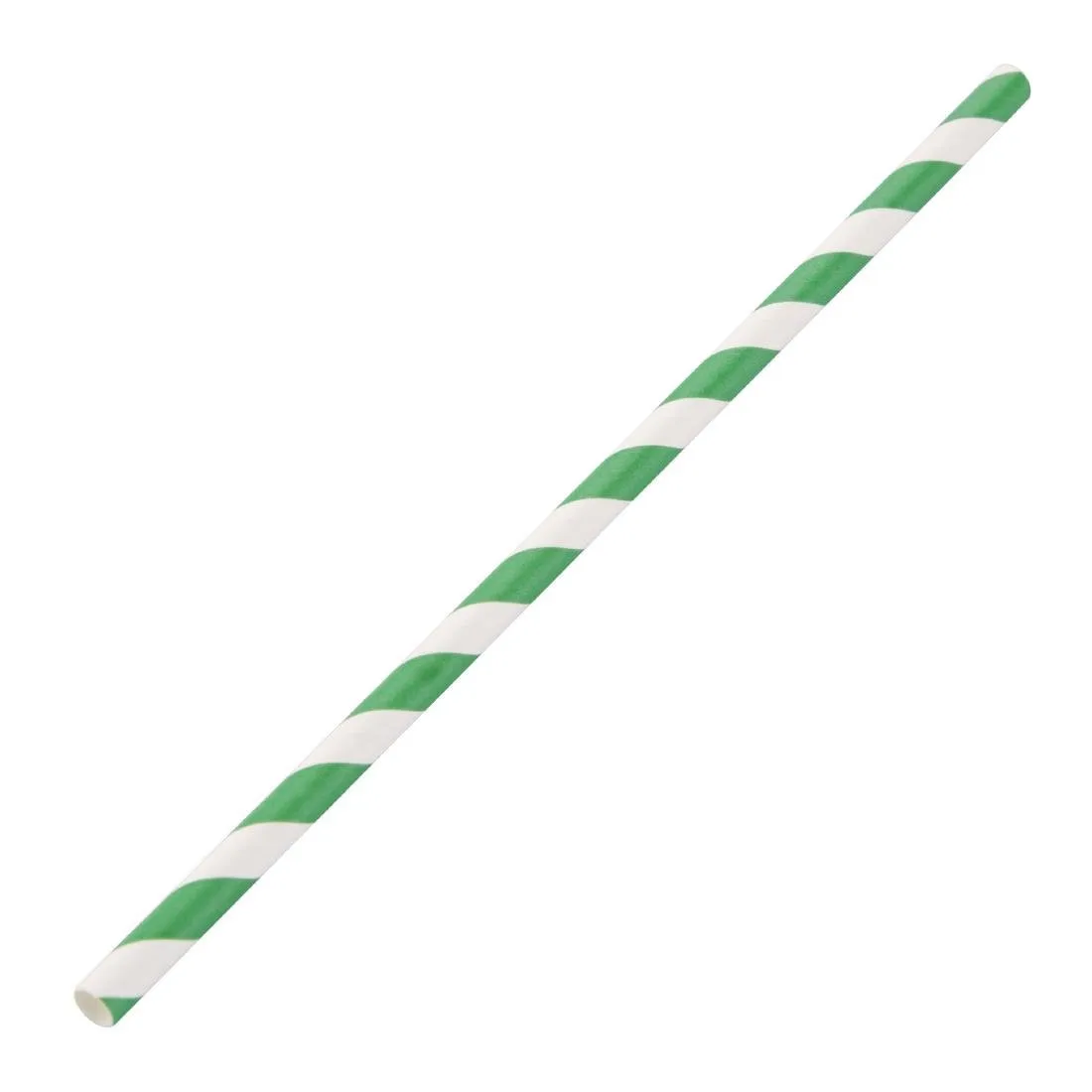Pajitas compostables verdes y blancas de papel - L 210 mm - Paquete de 250