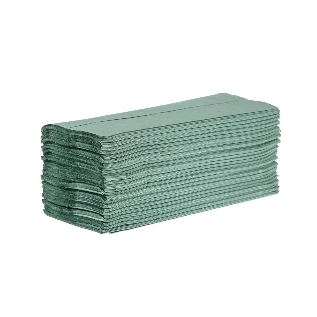 Toalla de mano de 1 pliegue en Z verde - Lote de 12