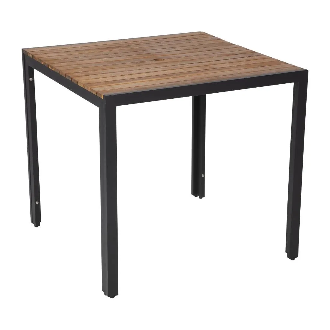 Mesa Cuadrada De Acero Y Acacia 80 Cm