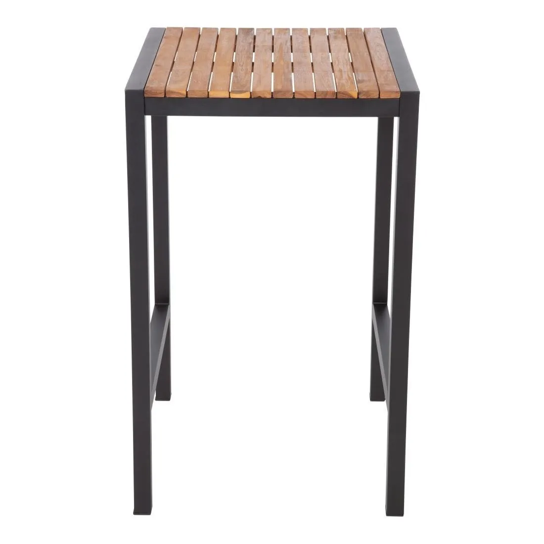 Mesa alta cuadrada de acero y acacia de 60 cm