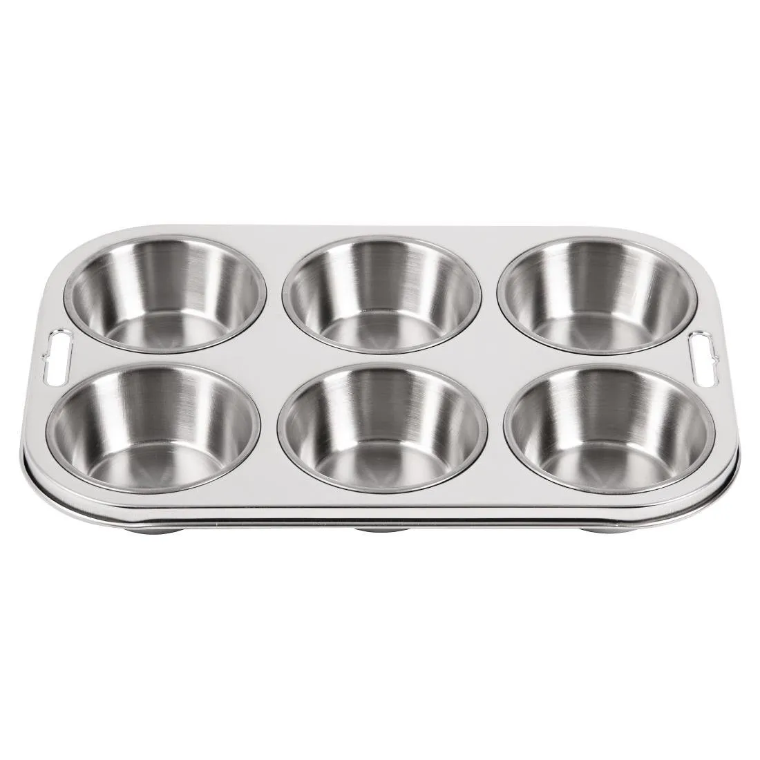 Placa de 6 moldes para muffins profundos de acero inoxidable