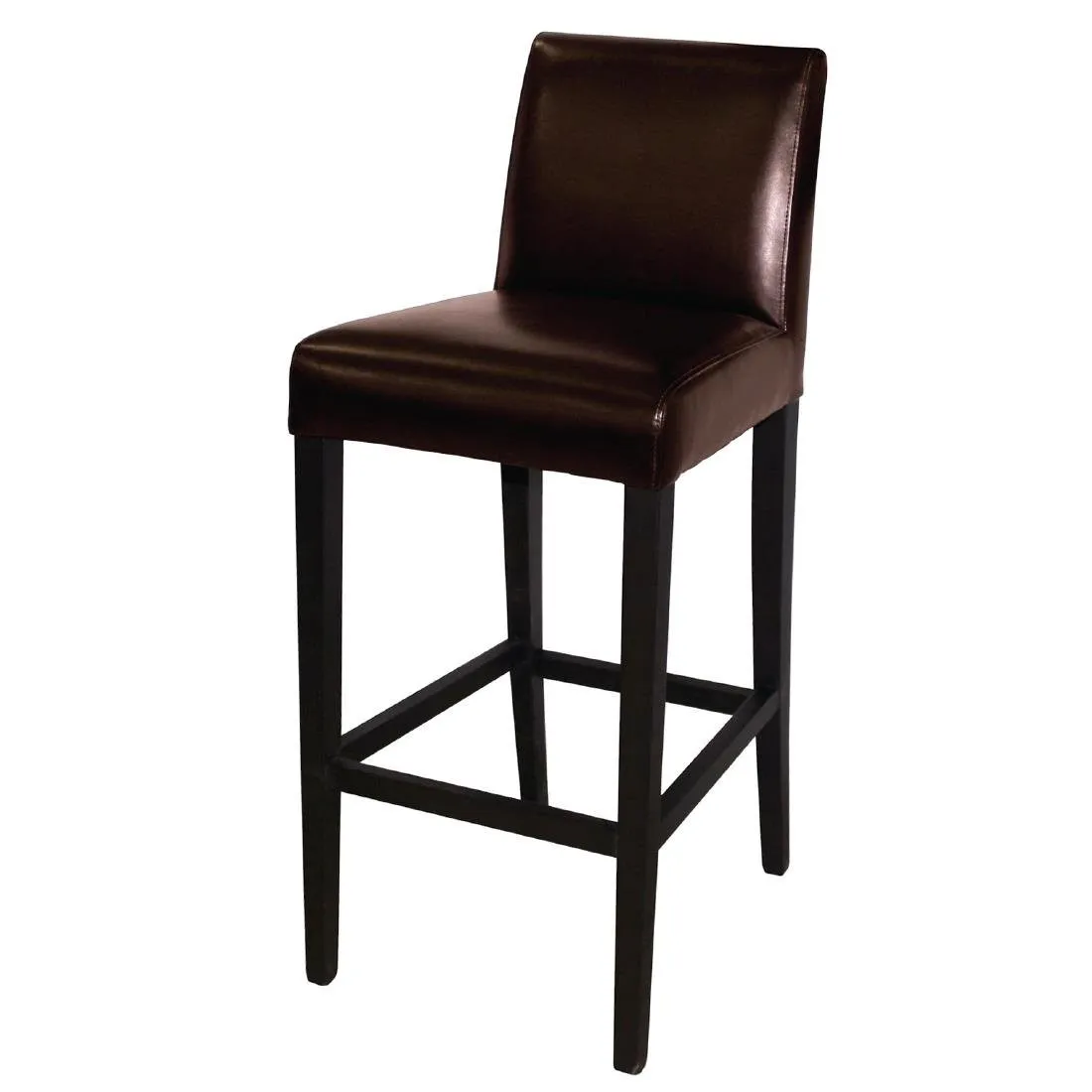 Taburete de bar alto con respaldo de cuero sintético - Marrón oscuro