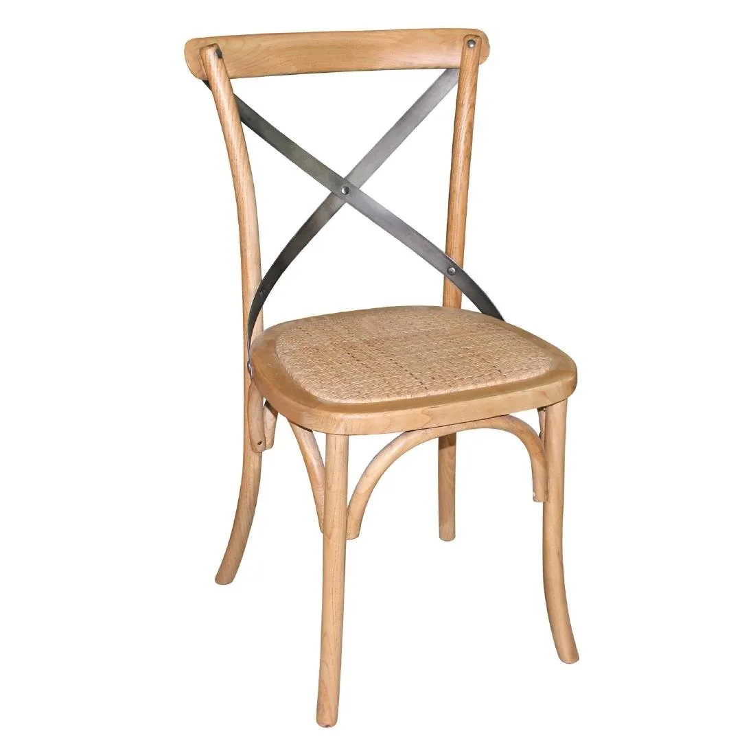 Sillas de madera envejecida con respaldo cruzado - Natural - Juego de 2