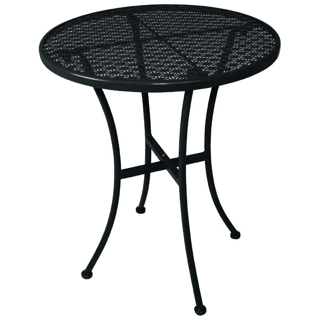 Mesa Bistró Redonda de Acero Perforado - Negra - 600mm