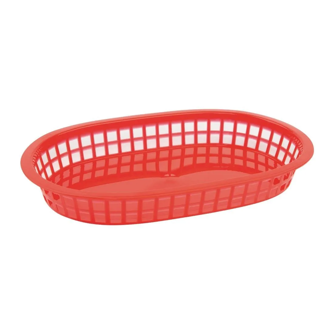 Cesta de alimentos ovalada de polipropileno rojo - Lote de 6