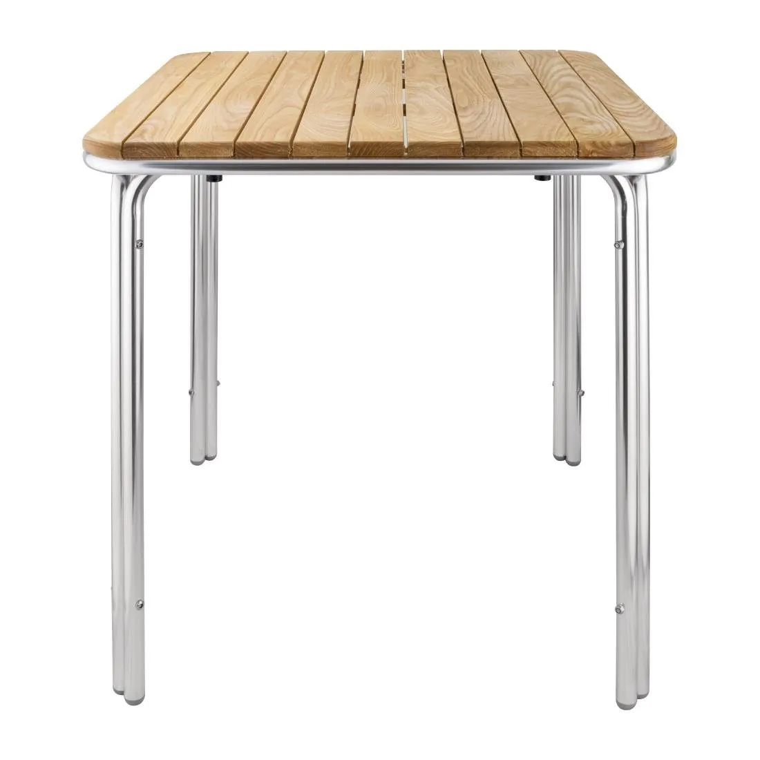 Mesa cuadrada de fresno y aluminio de 700 mm