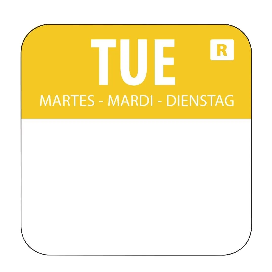 Etiquetas de alimentos amarillas "Martes" - Lote de 1000