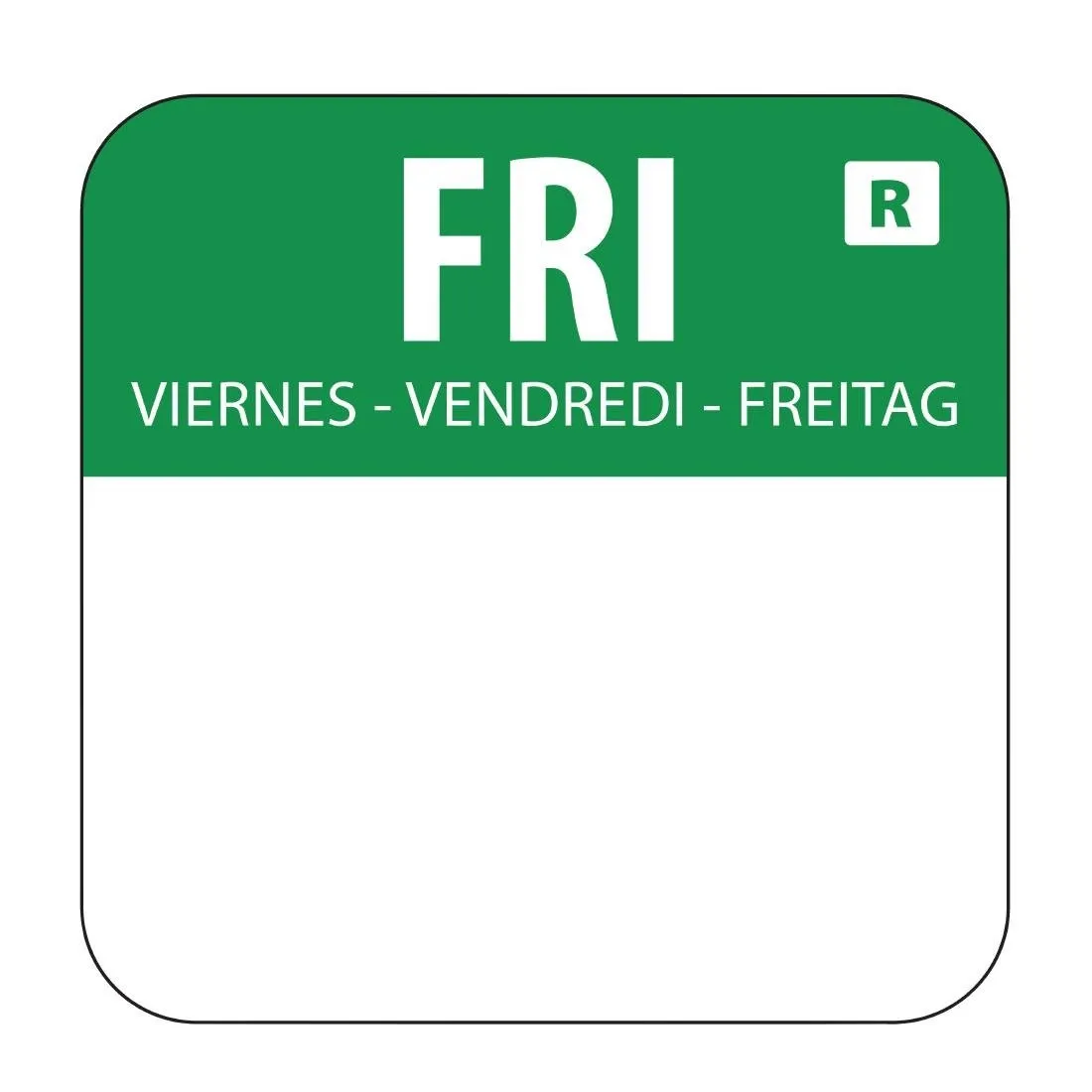 Etiquetas de alimentos verdes "Viernes" - Lote de 1000