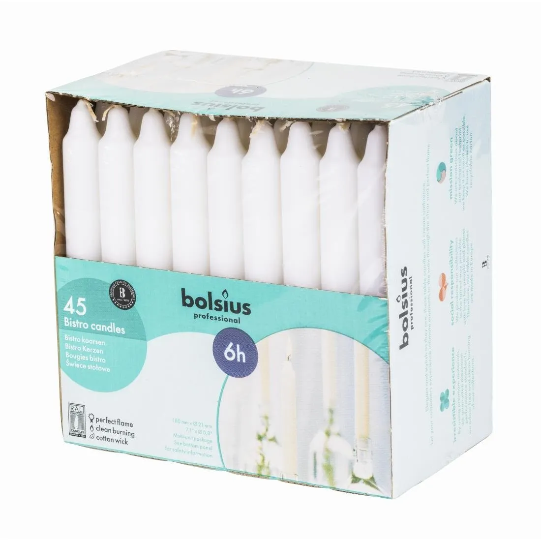 Velas Bistro 177 mm Blancas