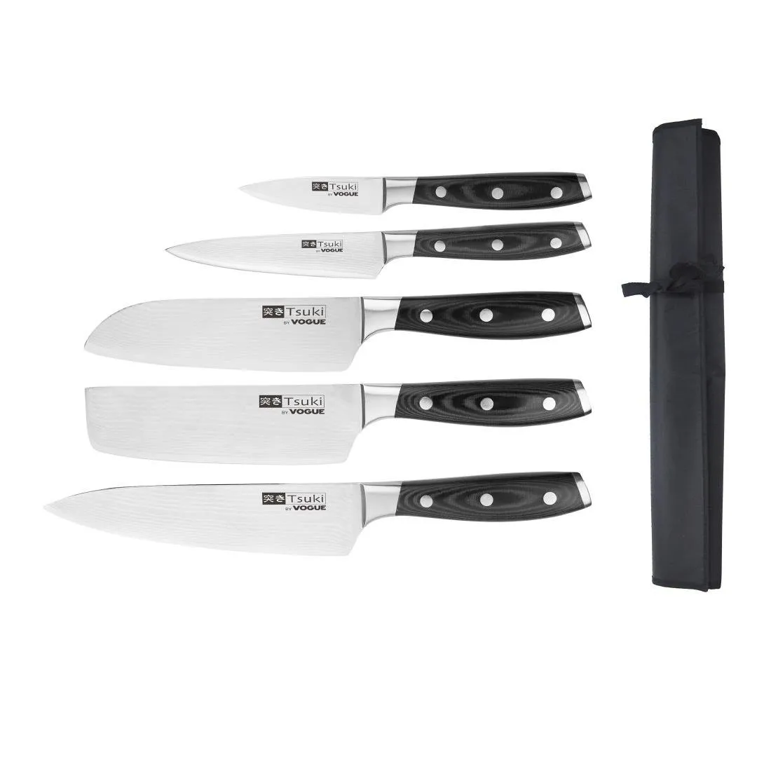 Conjunto de 5 cuchillos japoneses y estuche de la serie Tsuki 7.