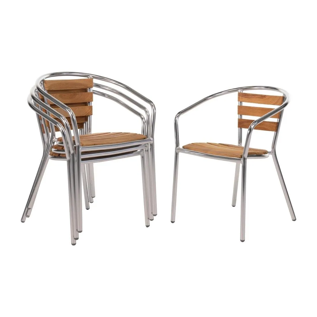 Sillas de madera y aluminio - Lote de 4