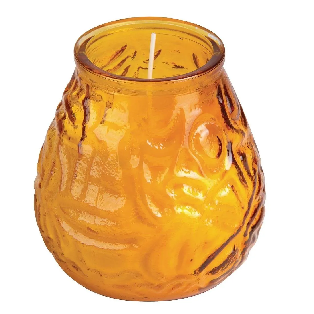 Velas venecianas Bolsius Low Boy ámbar 75 H - Lote de 12