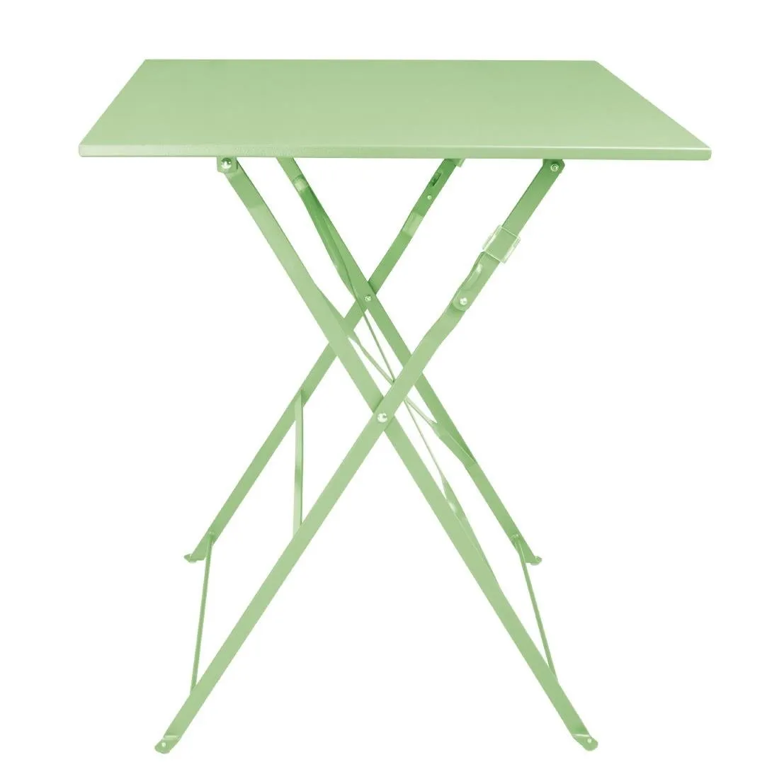 Mesa cuadrada plegable de acero verde claro de 600 mm