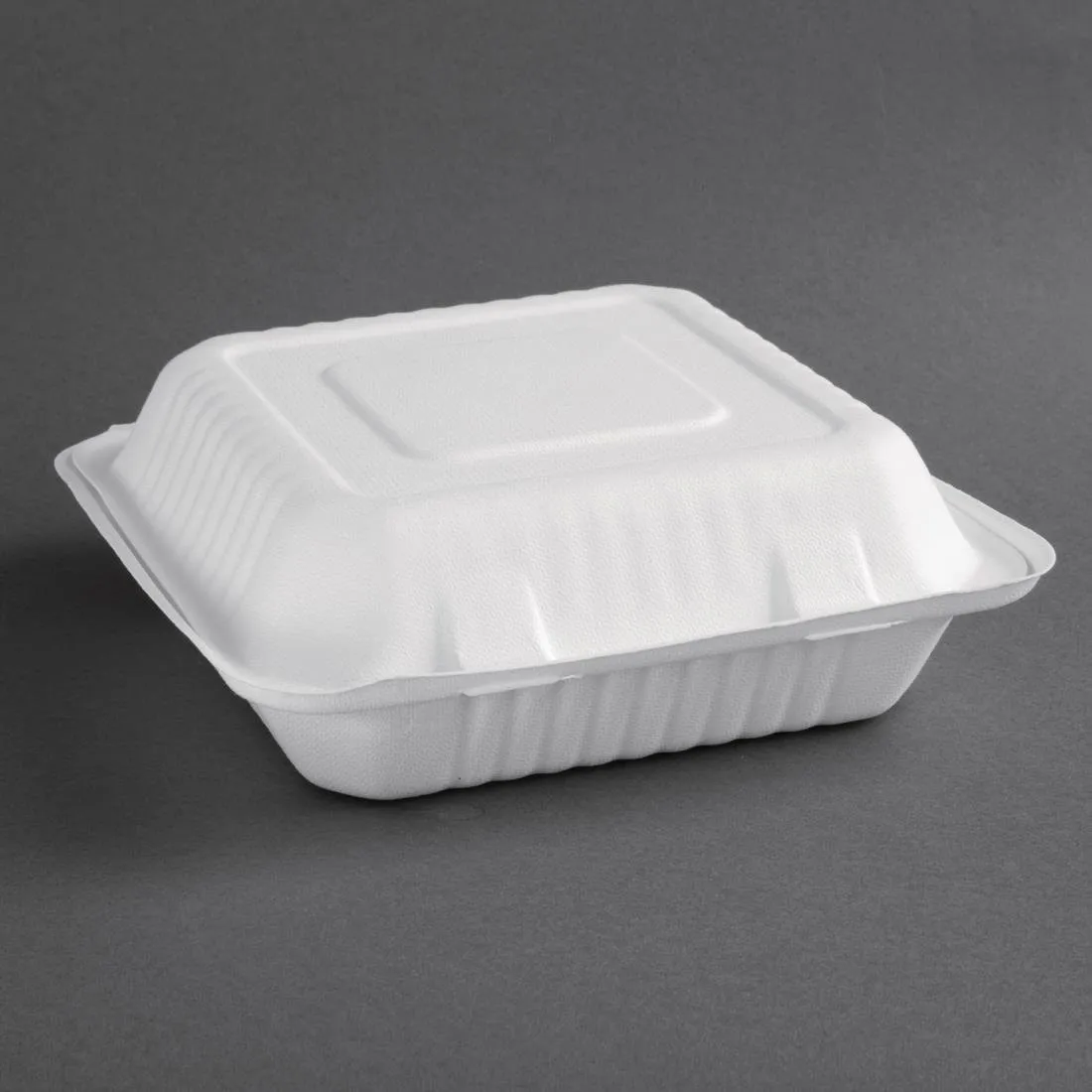 Cajas con tapa abatible compostables de bagazo de caña de azúcar de 236 mm - Lote de 200