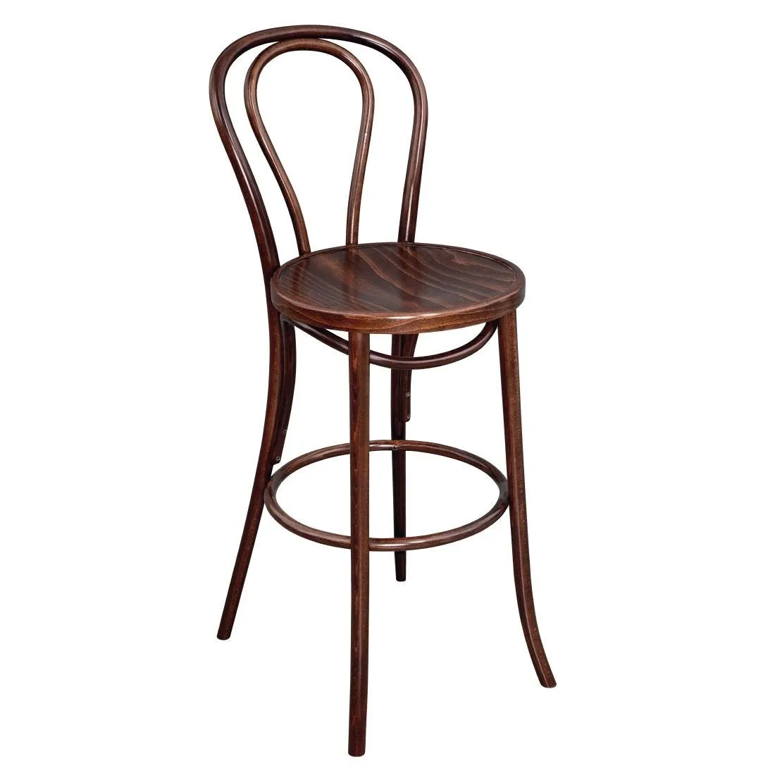 Taburete Alto Bistro en Madera Curvada Nogal